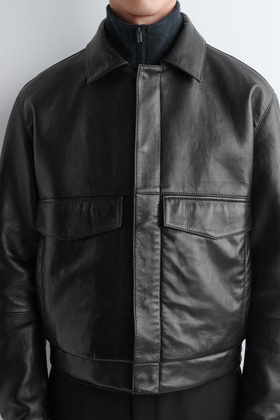 LEATHER BLOUSON JACKET レザーブルゾンジャケット ブラック｜COS コス