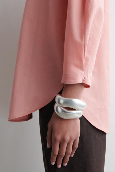 COS Vネック リネンコットンシャツ