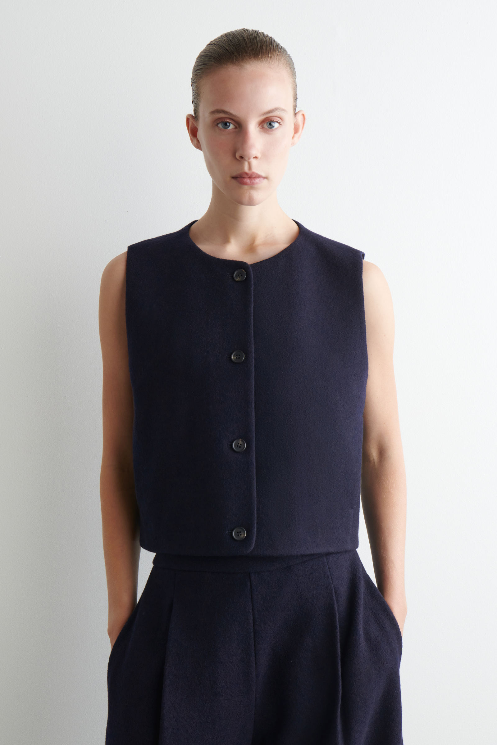 BOILED MERINO WOOL WAISTCOAT ボイルドメリノウールベスト ネイビー 