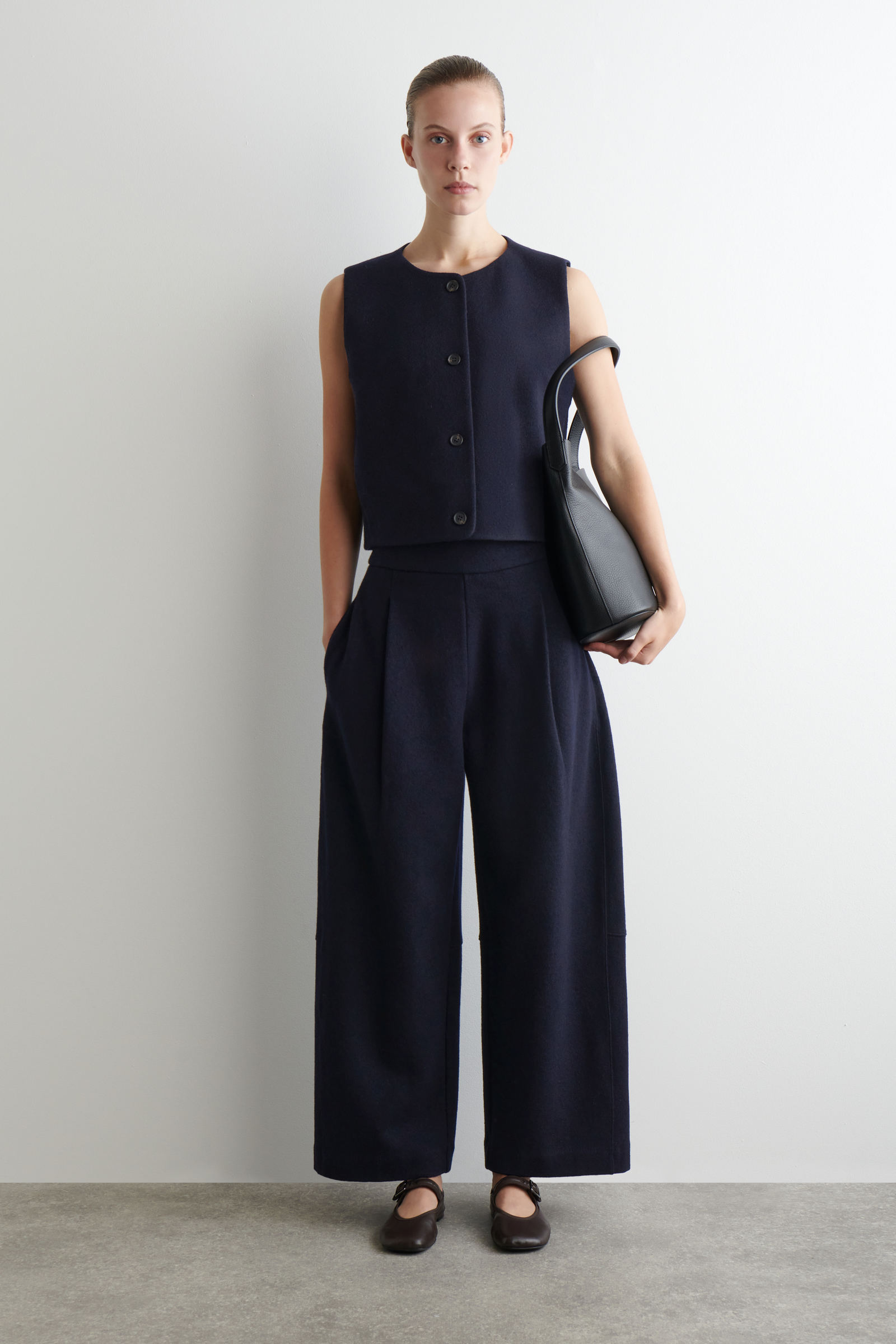 BOILED MERINO WOOL WAISTCOAT ボイルドメリノウールベスト ネイビー