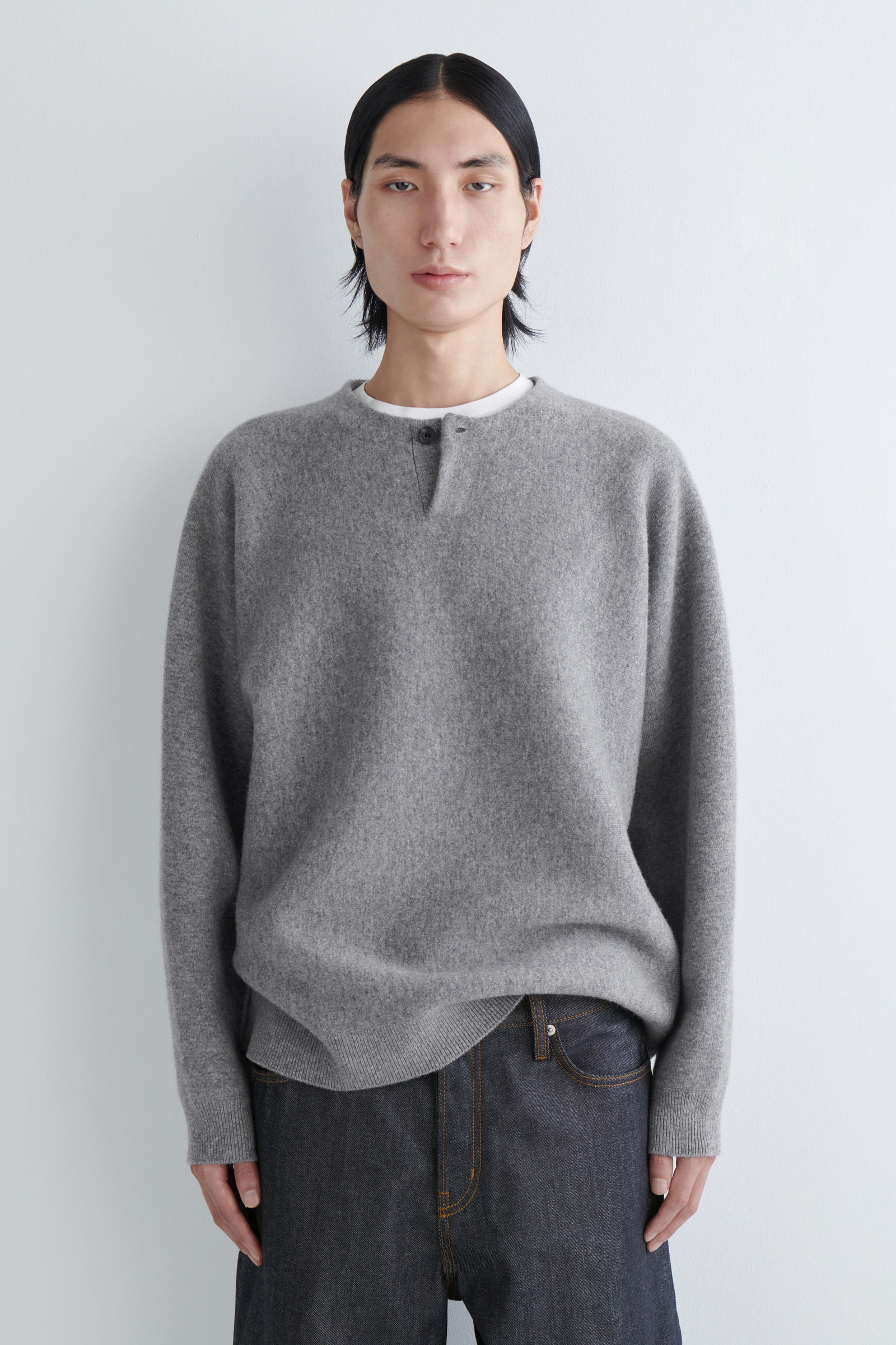 DOUBLE-FACED MERINO WOOL HENLEY JUMPER ダブルフェイスメリノウール