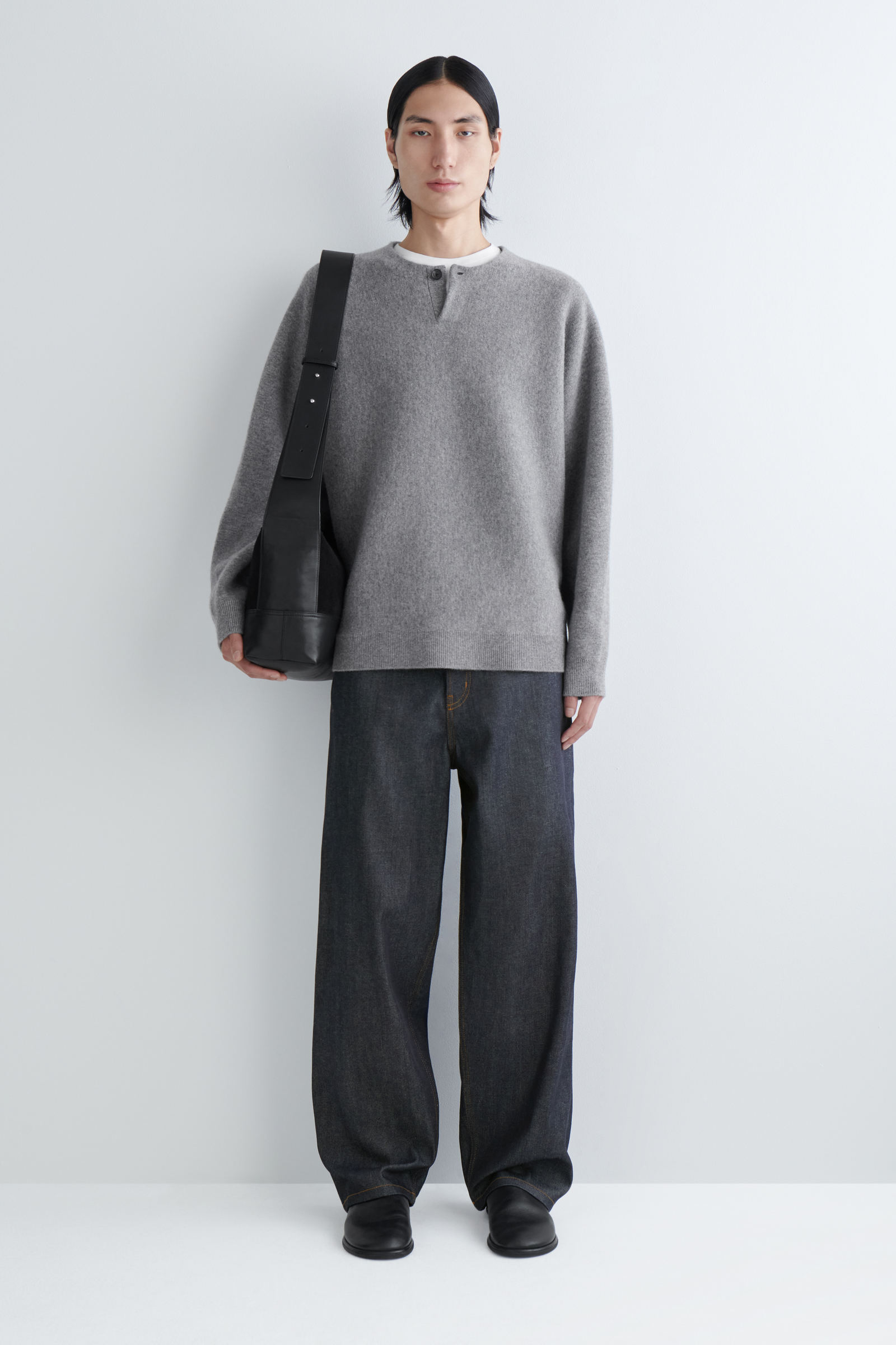 DOUBLE-FACED MERINO WOOL HENLEY JUMPER ダブルフェイスメリノウール