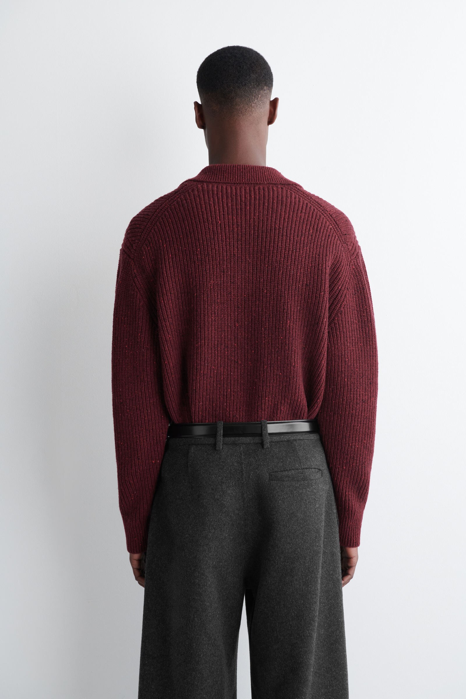 DONEGAL-EFFECT WOOL POLO JUMPER ドネガル風ウールポロセーター