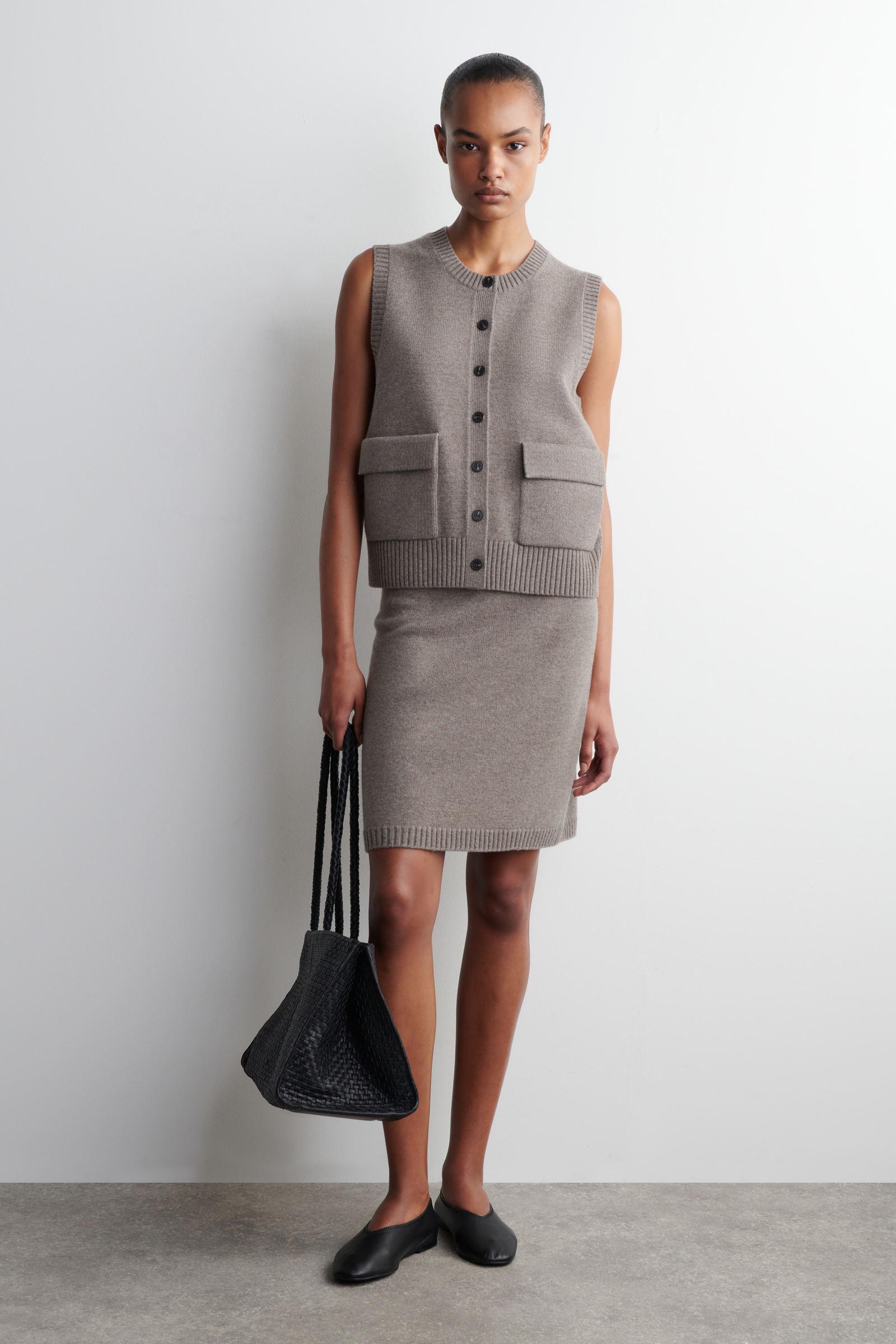 MERINO WOOL MINI SKIRT メリノウールミニスカート ダークベージュ
