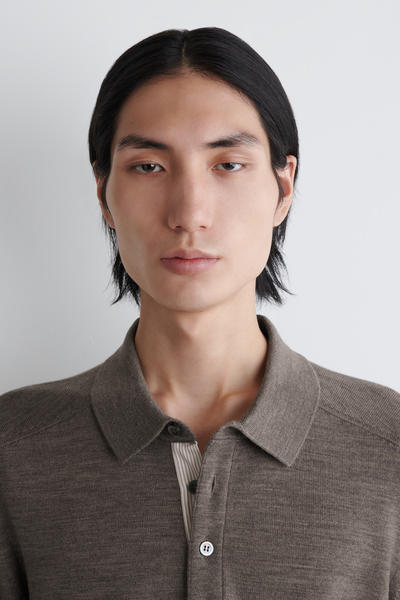 COS ニットメリノウールポロシャツ