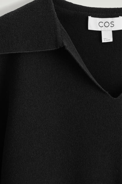 COS ダブルニットオープンカラーセーター