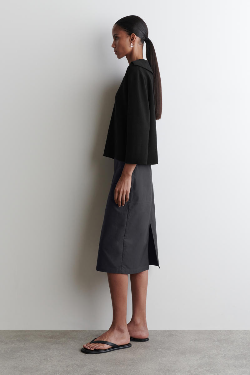 DOUBLE-KNIT OPEN-COLLAR JUMPER ダブルニットオープンカラーセーター