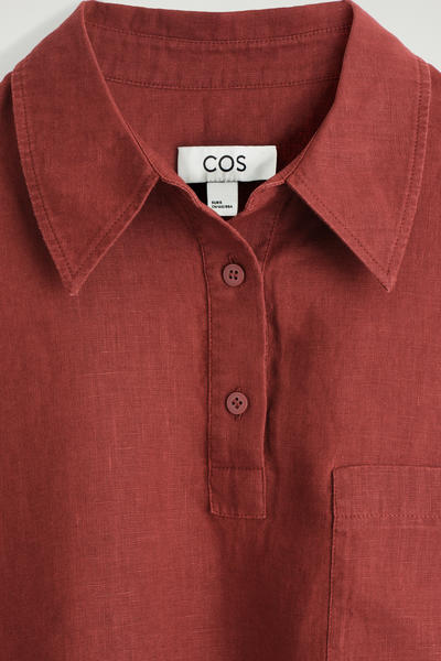 COS リネン ハーフプラケット シャツ
