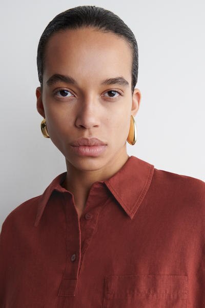 COS リネン ハーフプラケット シャツ