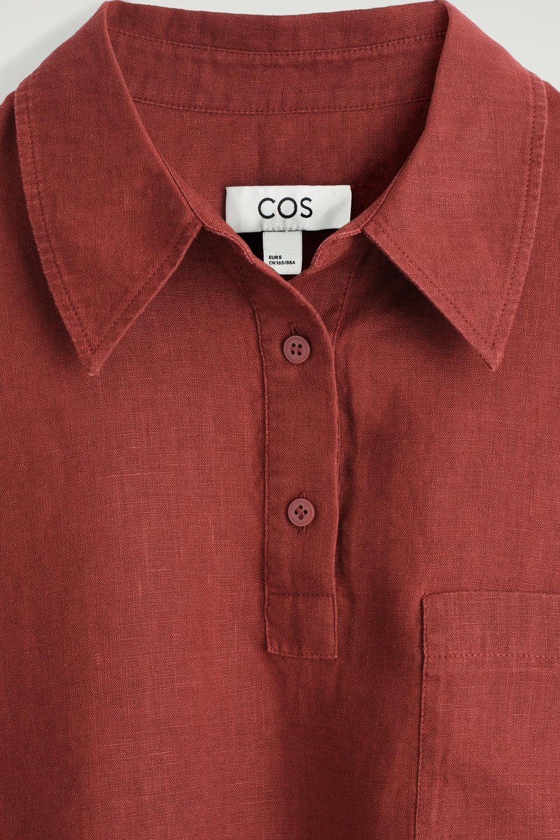 COS リネン ハーフプラケット シャツ