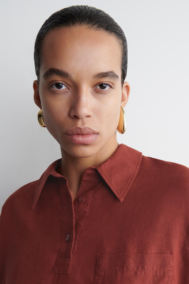 COS リネン ハーフプラケット シャツ