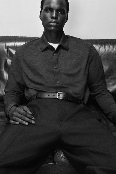 COS ウール混ジャージーシャツ