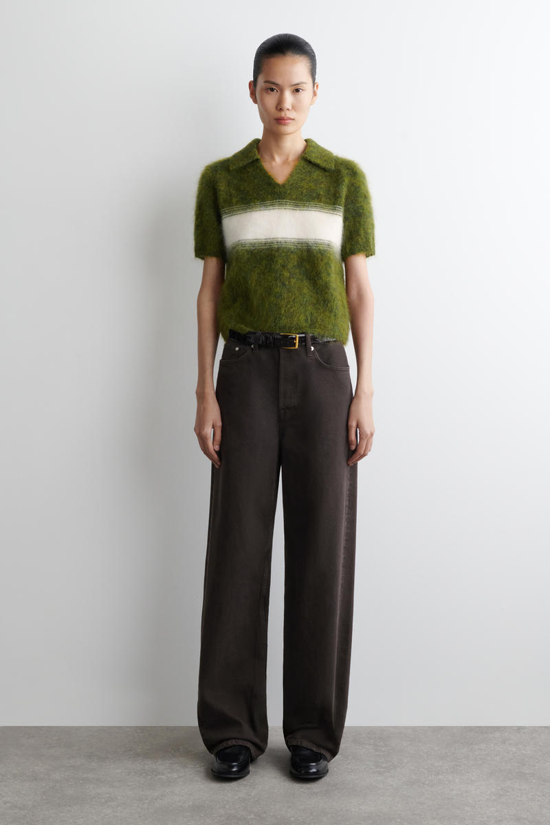 COS ストライプモヘア混紡ポロニット