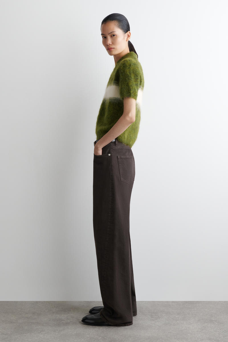 COS ストライプモヘア混紡ポロニット