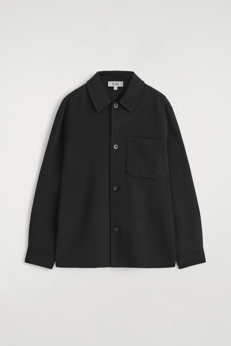 SPLIT WOOL OVERSHIRT スプリットウールオーバーシャツ ブラック｜COS