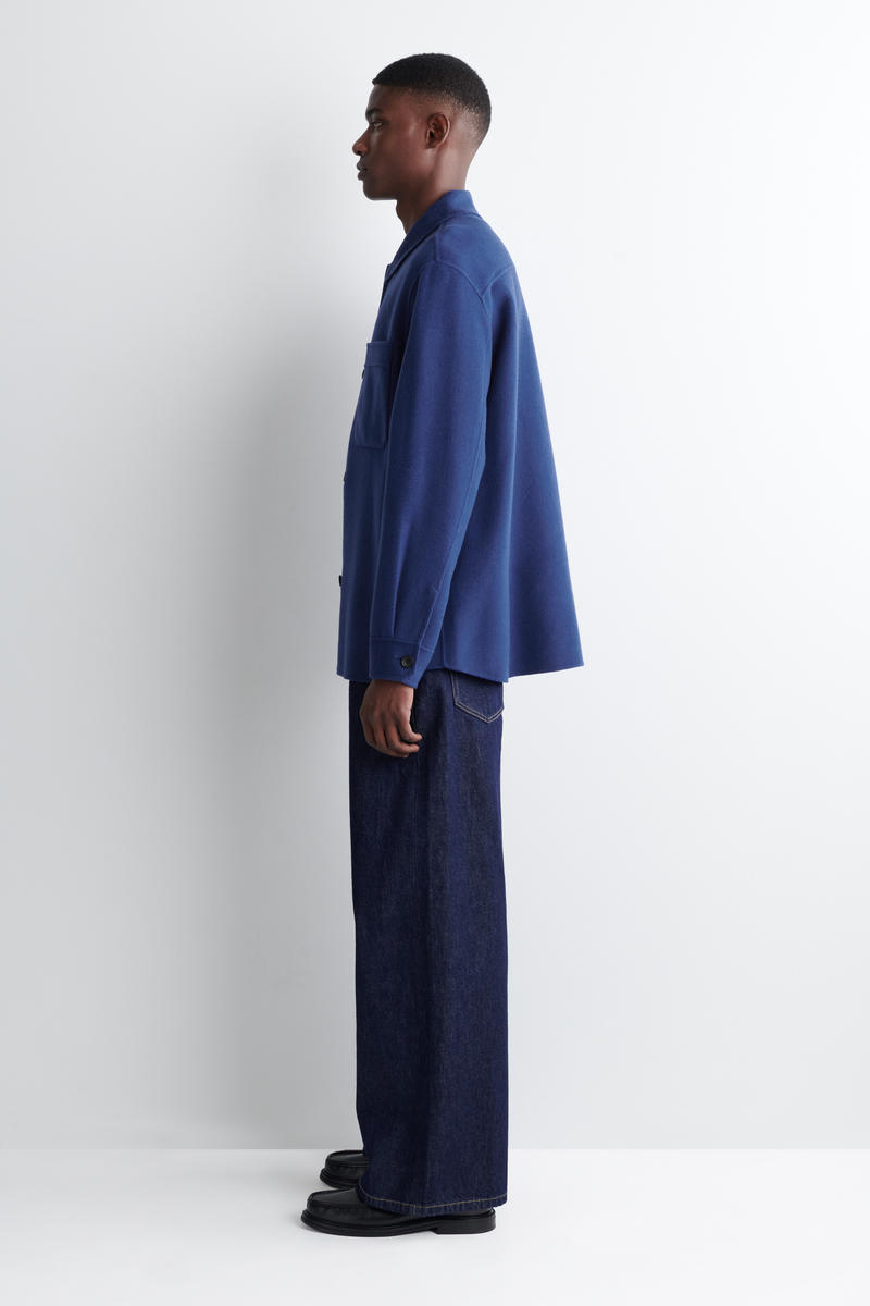 SPLIT WOOL OVERSHIRT スプリットウールオーバーシャツ コバルトブルー