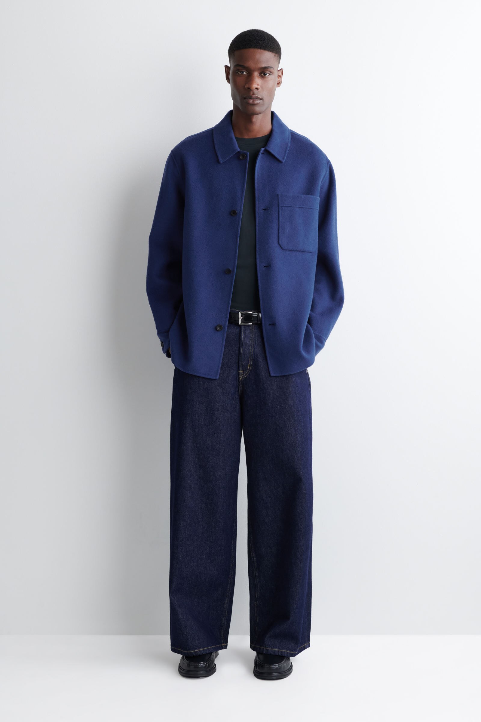 SPLIT WOOL OVERSHIRT スプリットウールオーバーシャツ コバルトブルー