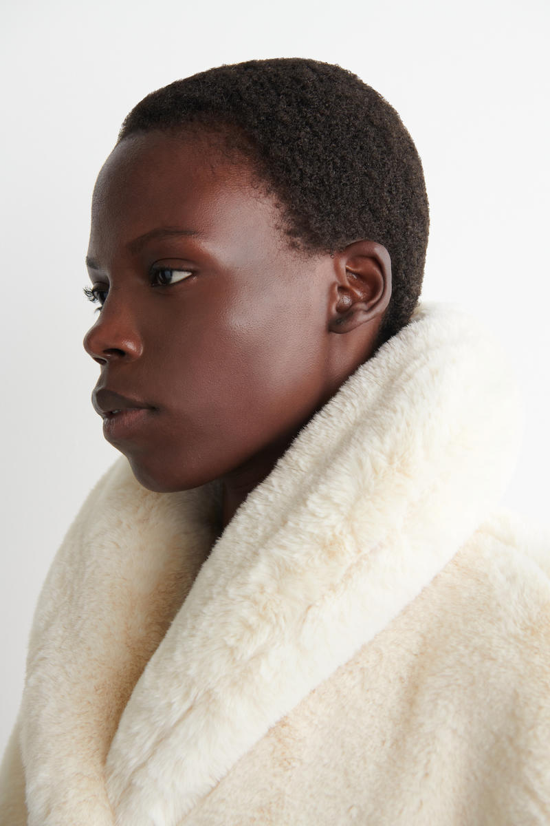 SHAWL-COLLAR FAUX FUR JACKET ショールカラー フェイクファー