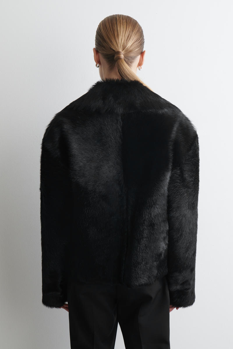 COLLARED PONY HAIR LEATHER JACKET 襟付きポニーヘアレザージャケット