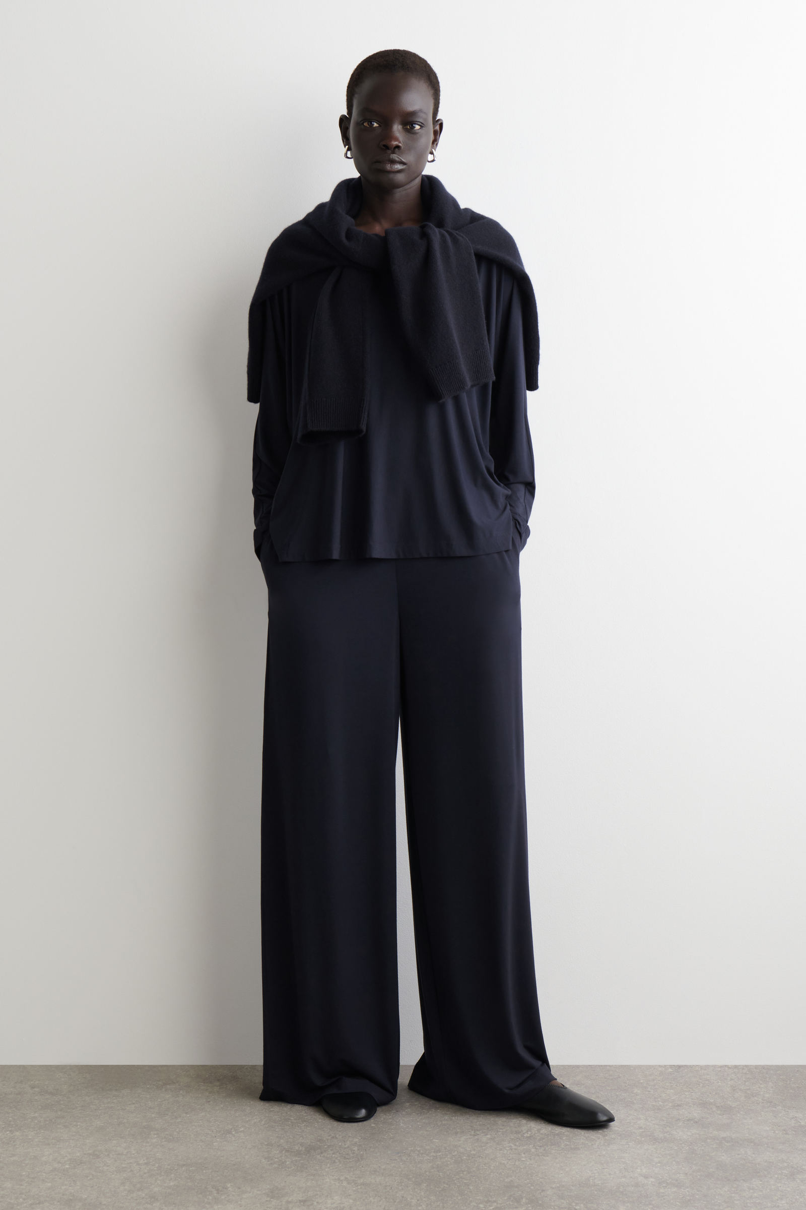 パンツ Blue Version Wide Leg Pants FLUID JERSEY WIDE-LEG TROUSERS フルイドワイドレッグジャージー