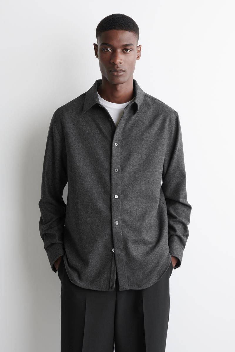 COS リラックスウールフランネルシャツ