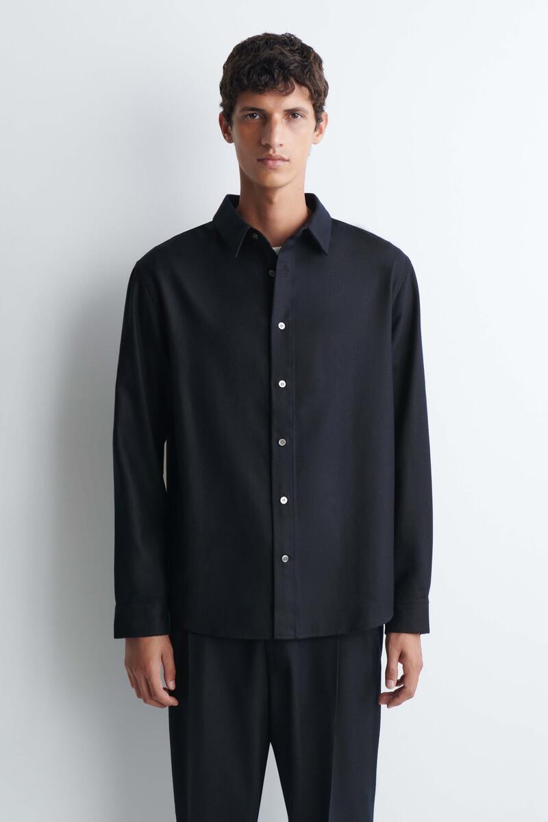 RELAXED WOOL-FLANNEL SHIRT リラックスウールフランネルシャツ NAVY