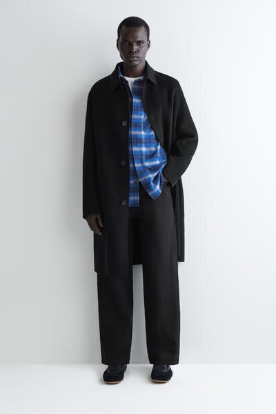 COS リラックスチェックウール混シャツ