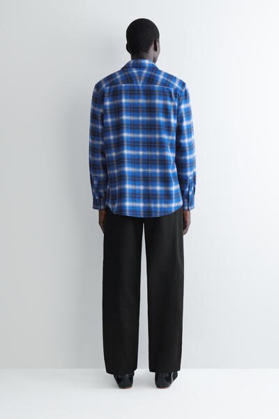 COS リラックスチェックウール混シャツ