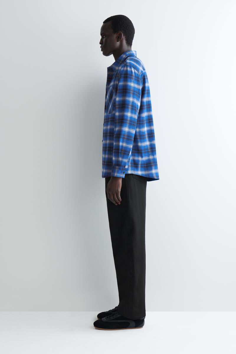 COS リラックスチェックウール混シャツ