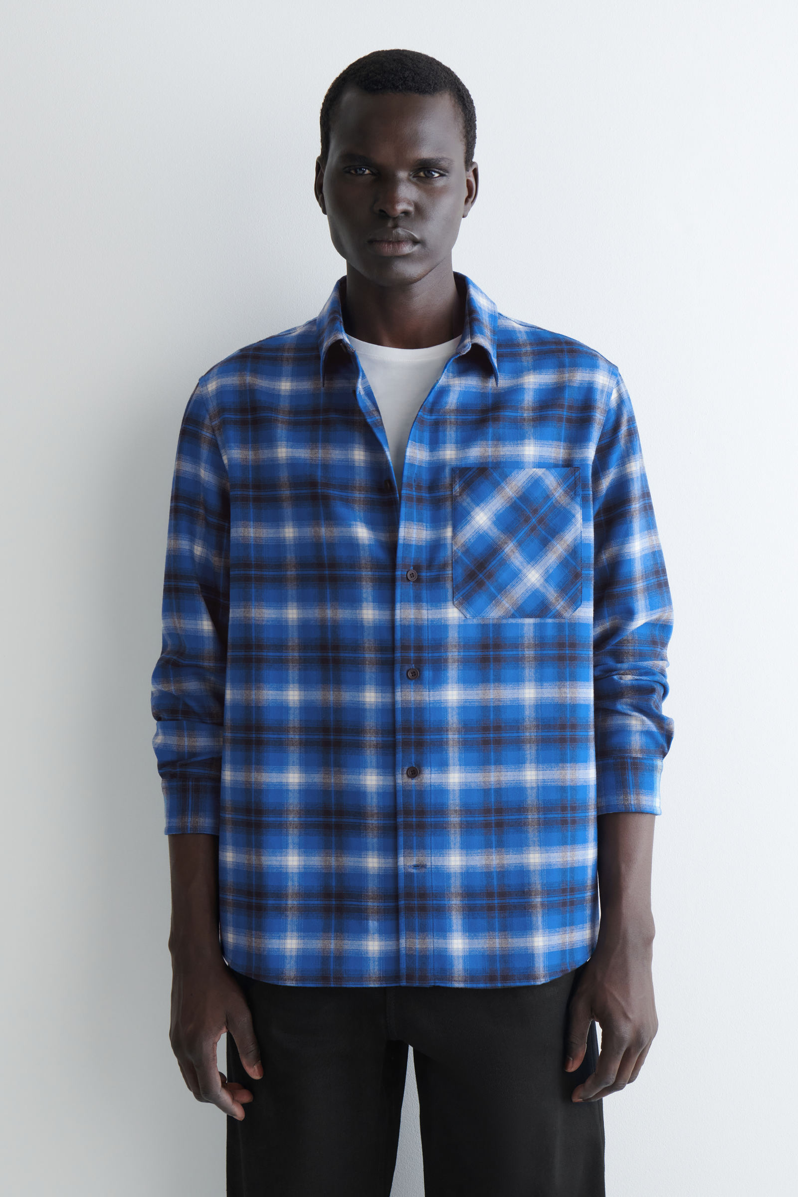 RELAXED CHECKED WOOL BLEND SHIRT リラックスチェックウール混シャツ