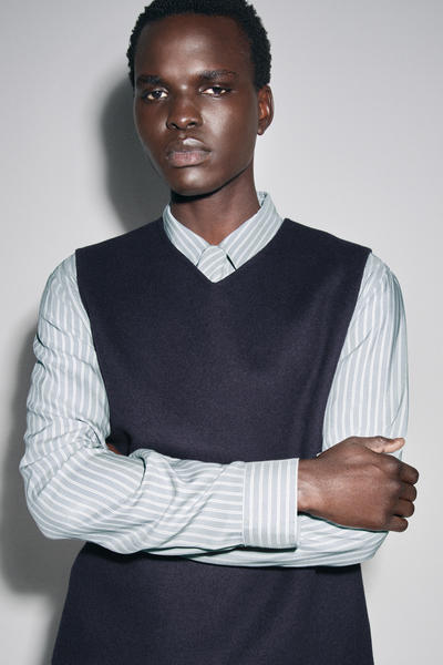 COS タイディテールストライプシャツ