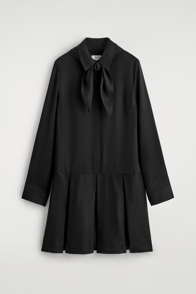 COS スカーフディテールドロップドウエストミニドレス