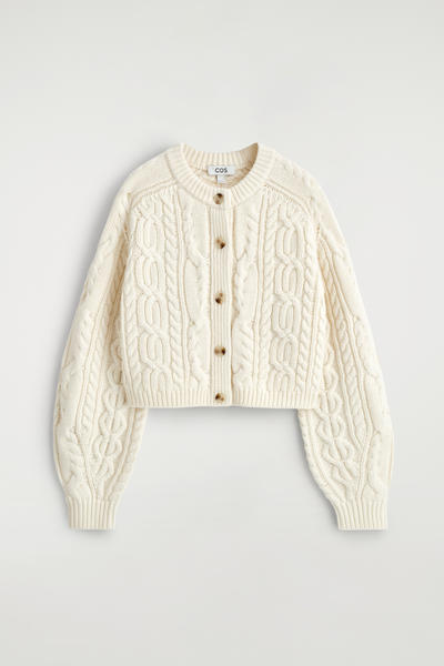 COS ケーブルニットメリノウールカーディガン