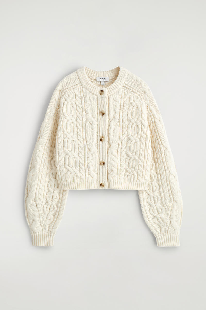 COS ケーブルニットメリノウールカーディガン