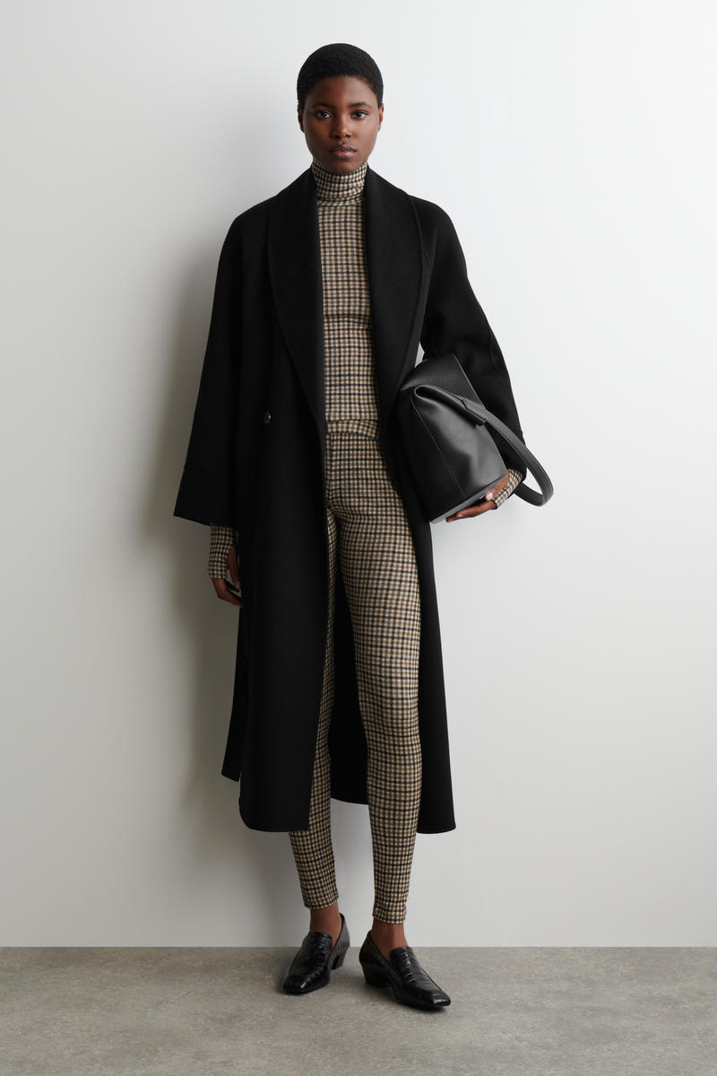 COS チェック柄メリノウールレギンス