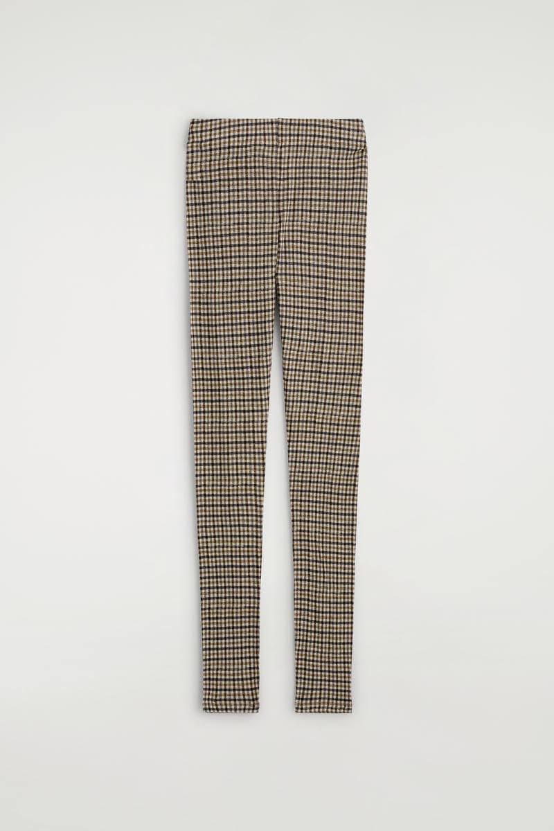 COS チェック柄メリノウールレギンス