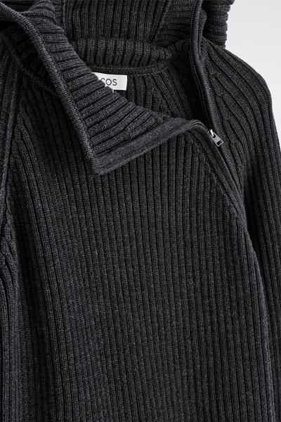 COS チャンキーリブウール綿フーディー