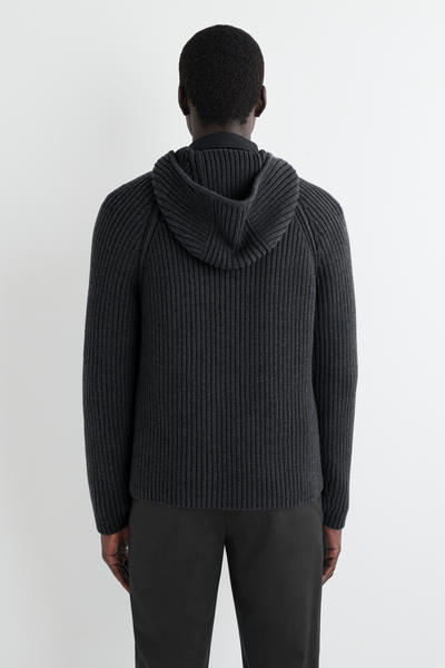 COS チャンキーリブウール綿フーディー