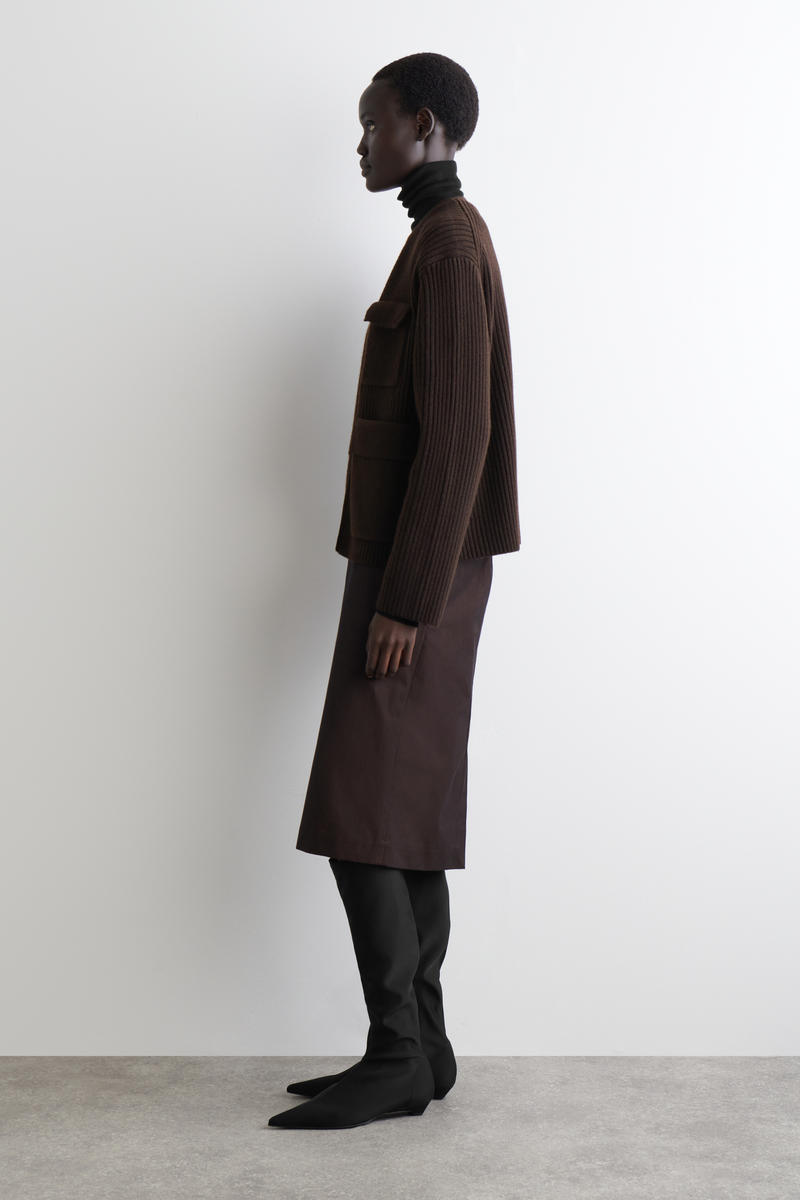 RIBBED MERINO WOOL UTILITY CARDIGAN リブ編みメリノウール