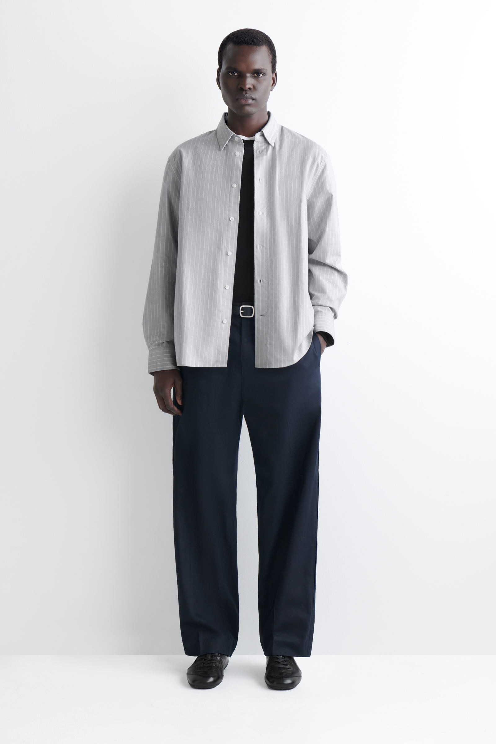 COTTON OXFORD SHIRT コットンオックスフォードシャツ ライトグレー