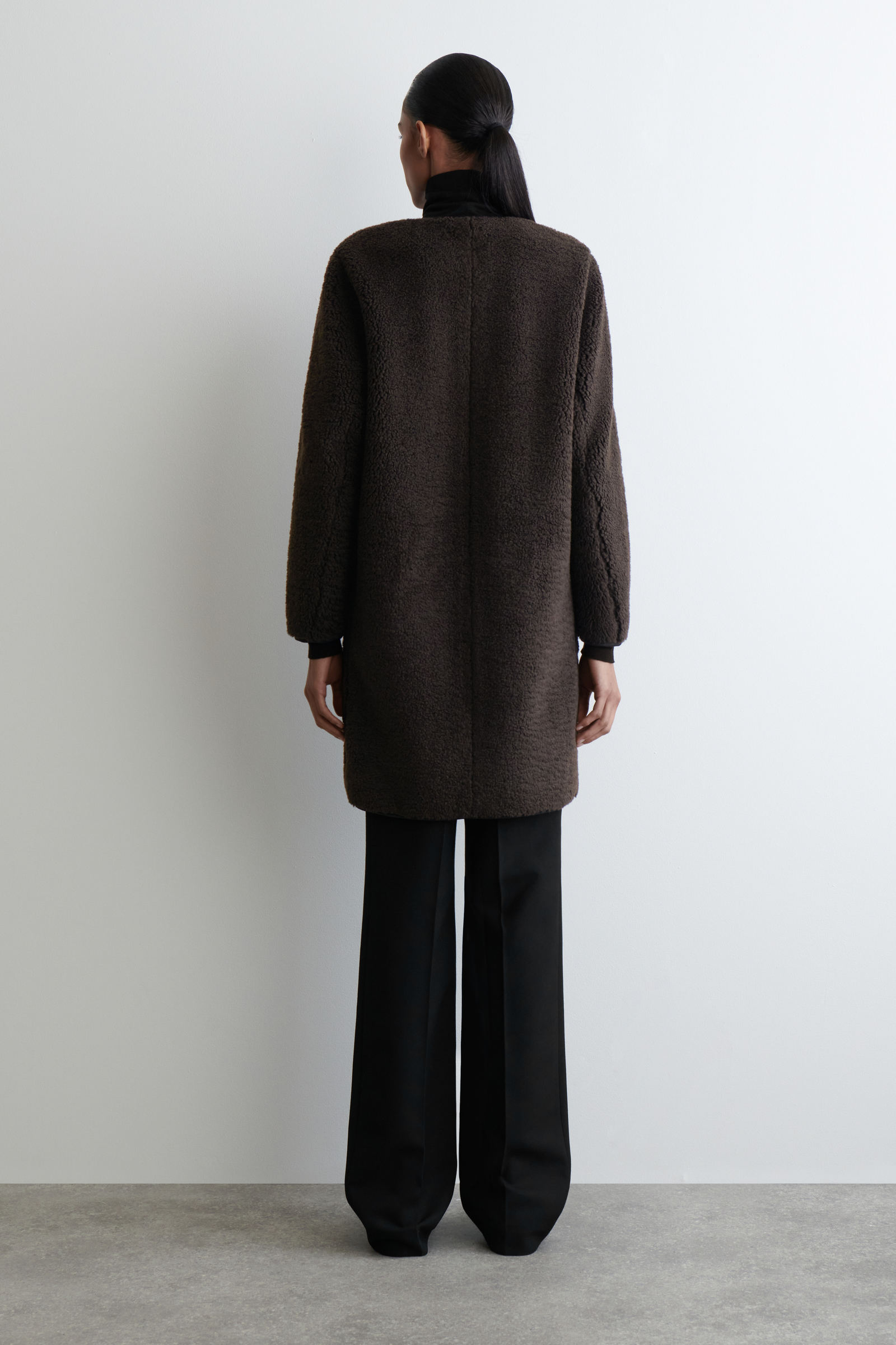 LONGLINE TEDDY JACKET ロングラインテディジャケット ダークブラウン