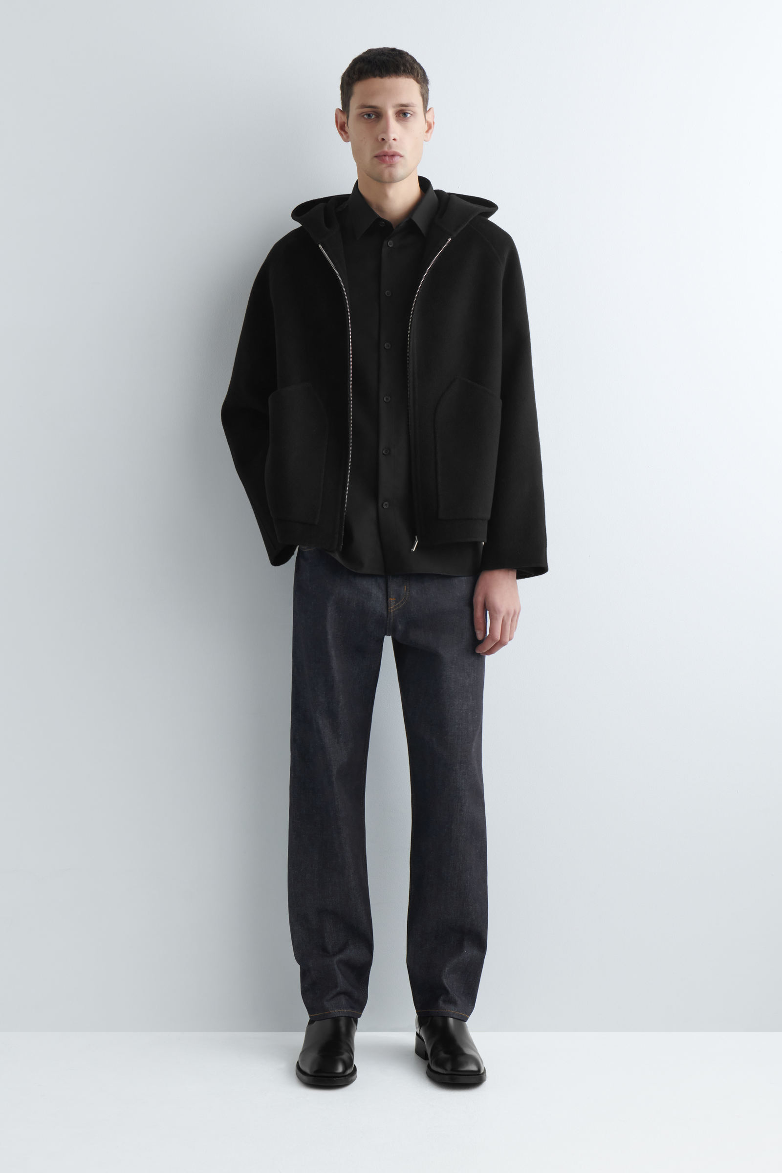 DOUBLE-FACED WOOL ZIP-UP HOODIE ダブルフェイスウールジップアップ