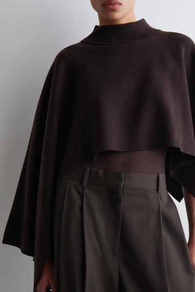 COS アシンメトリーダブルニットウールケープ