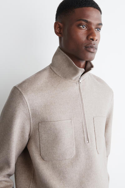 COS ダブルフェイスウールジップアップオーバーシャツ