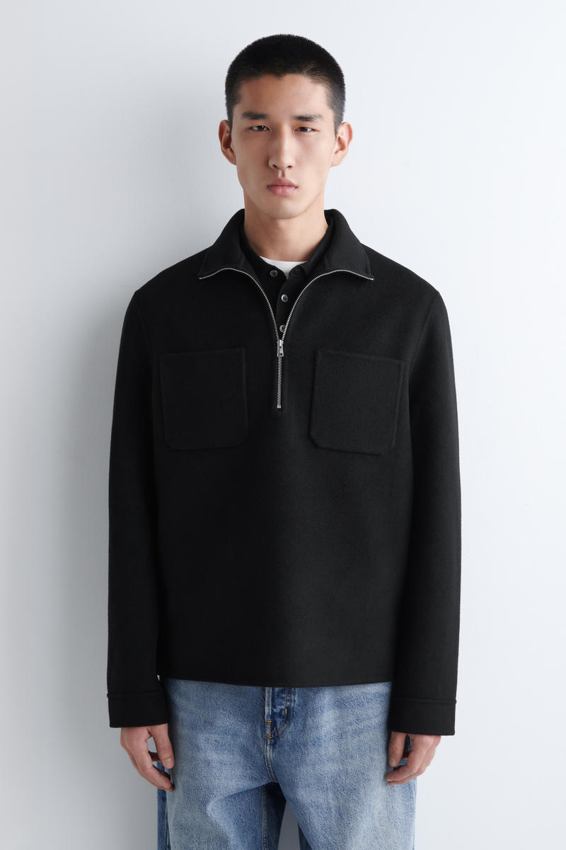DOUBLE-FACED WOOL ZIP-UP OVERSHIRT ダブルフェイスウールジップ