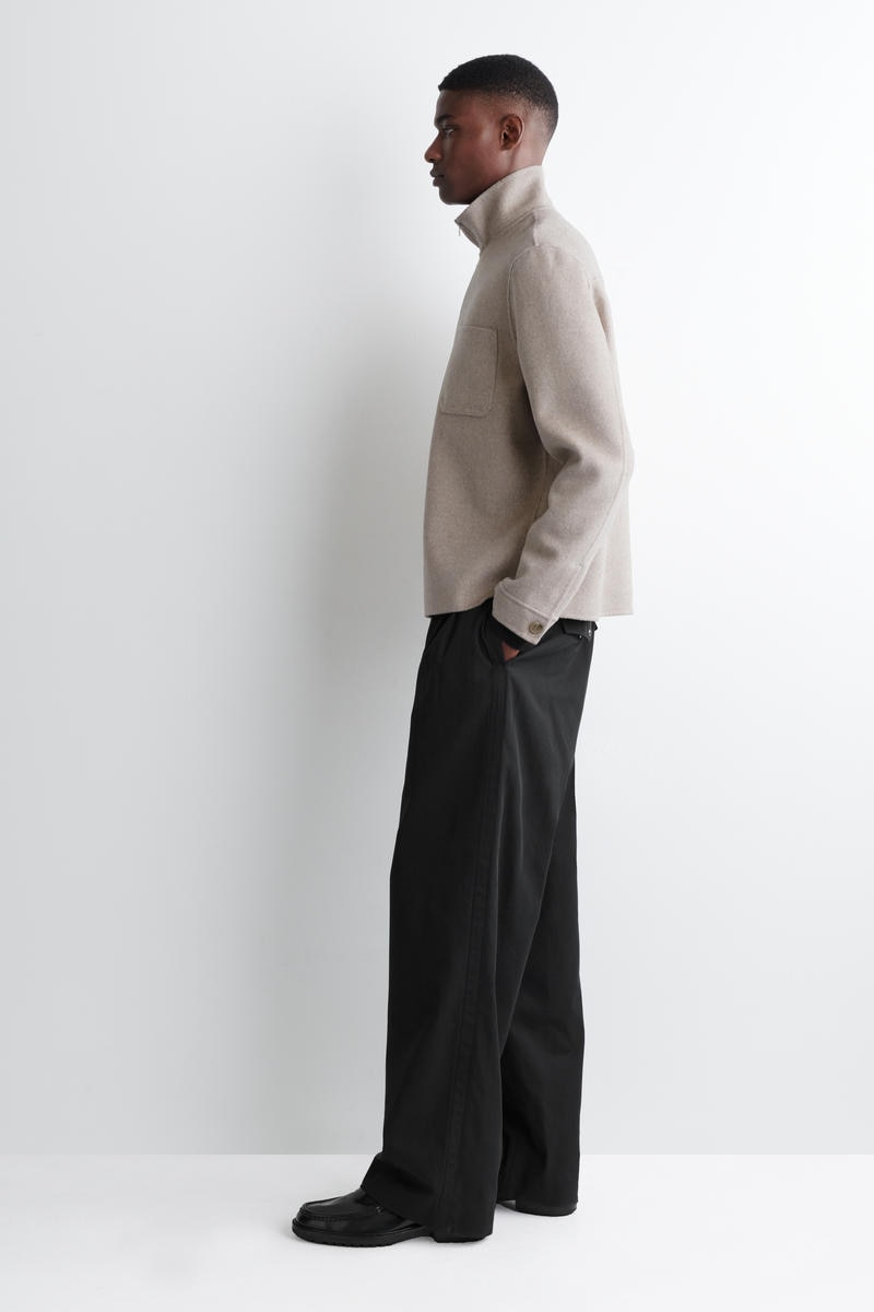 COS ダブルフェイスウールジップアップオーバーシャツ