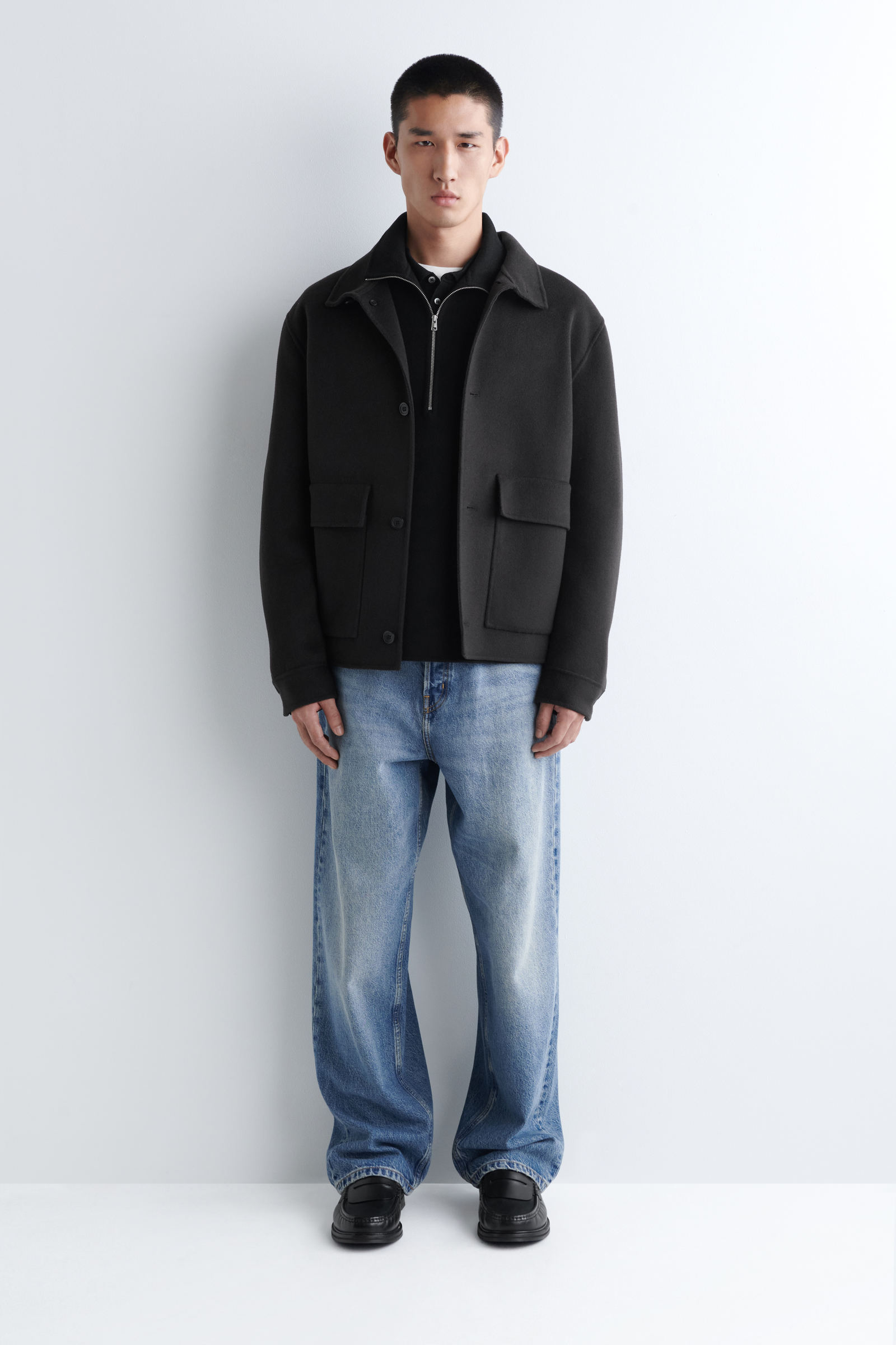 DOUBLE-FACED WOOL ZIP-UP OVERSHIRT ダブルフェイスウールジップ