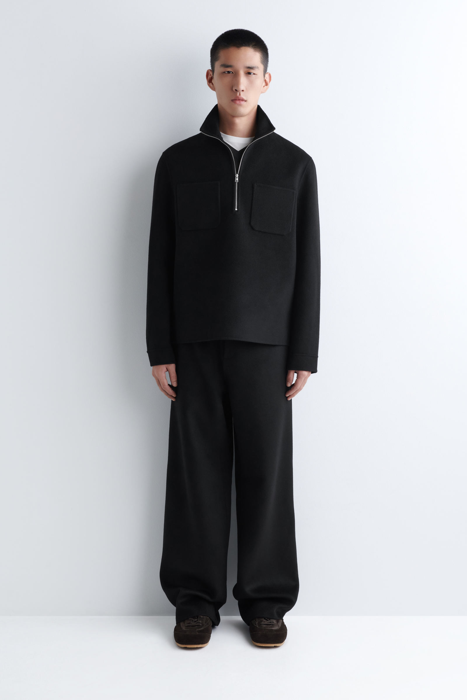 DOUBLE-FACED WOOL ZIP-UP OVERSHIRT ダブルフェイスウールジップ