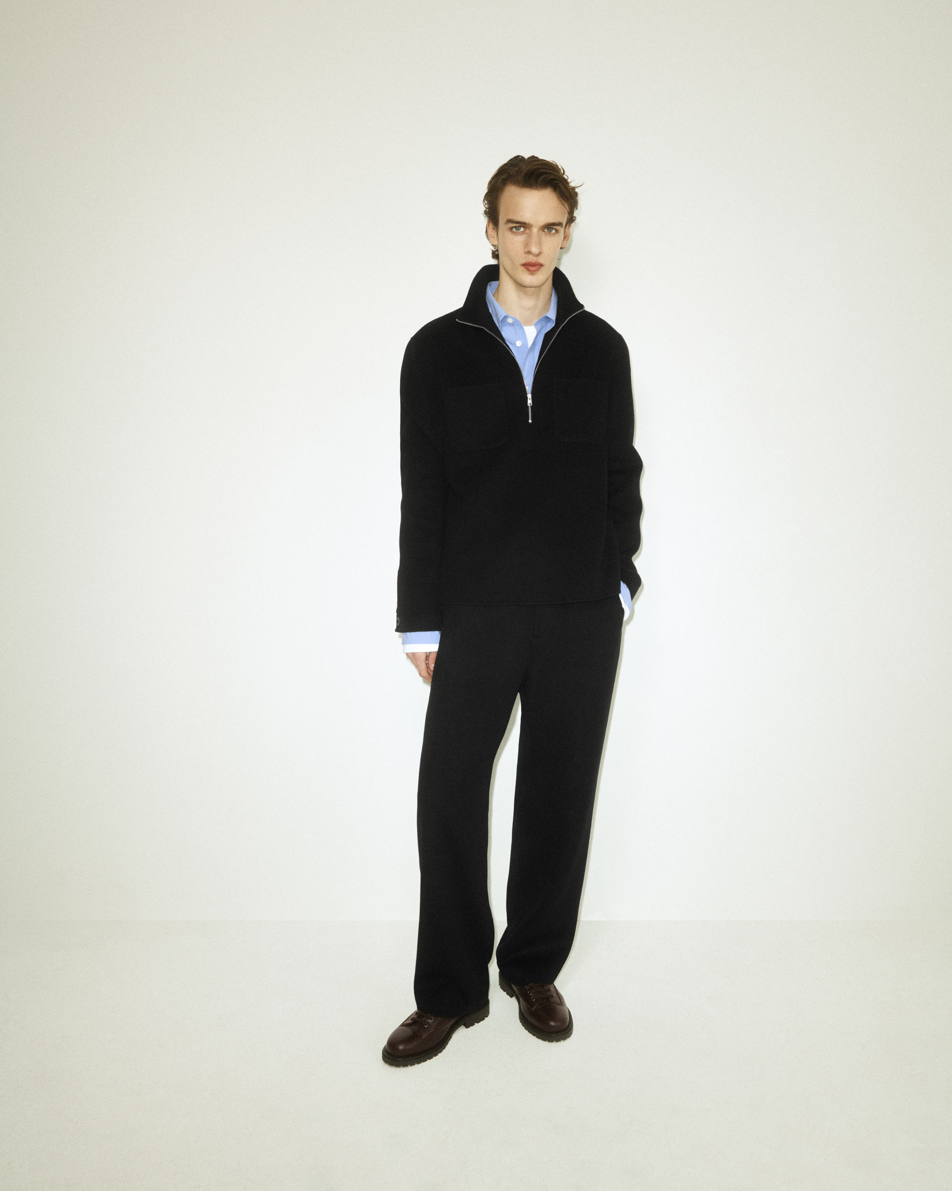 DOUBLE-FACED WOOL ZIP-UP OVERSHIRT ダブルフェイスウールジップ