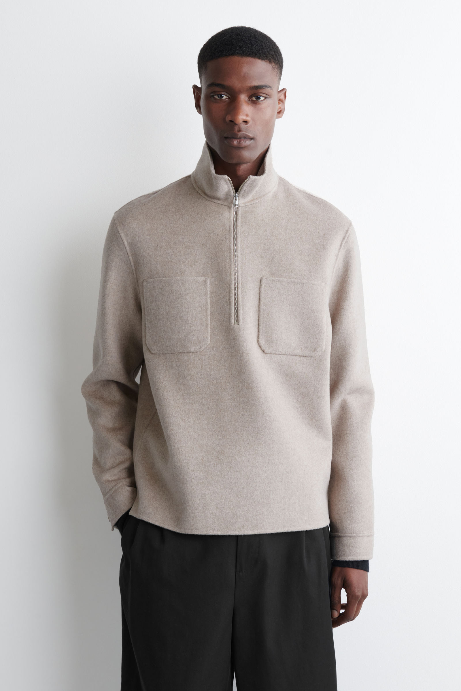 DOUBLE-FACED WOOL ZIP-UP OVERSHIRT ダブルフェイスウールジップ